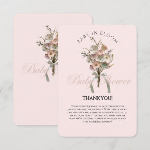 Pressade Wildblommor Baby i Bloom Boho Baby Shower Tack Kort