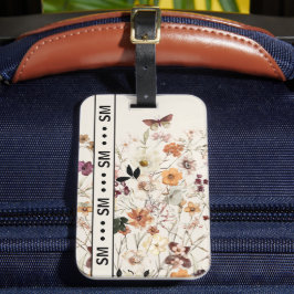 Pressade Wildblommor Cottagecore Monogram Beige Bagagebricka