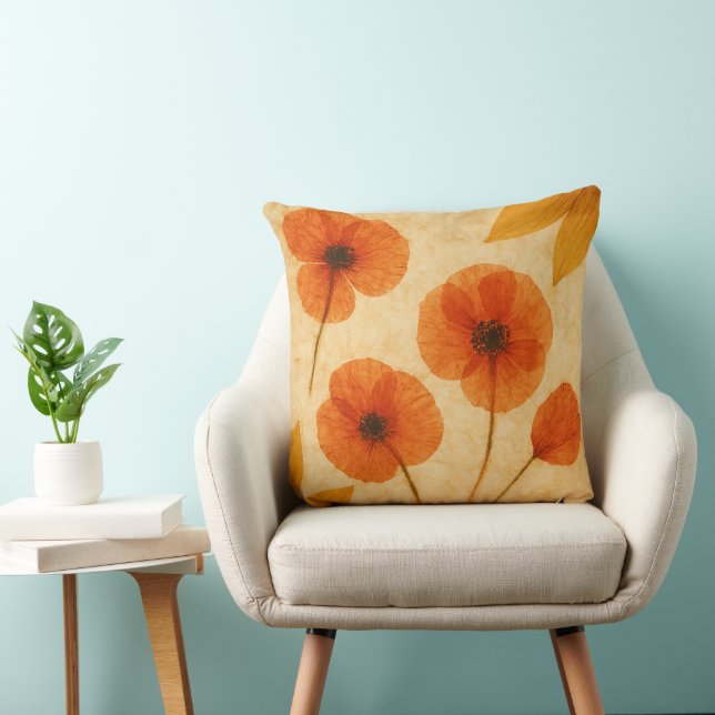 Pressed Flower Herbarium Decorative Throw Pillow Kudde (Stol)