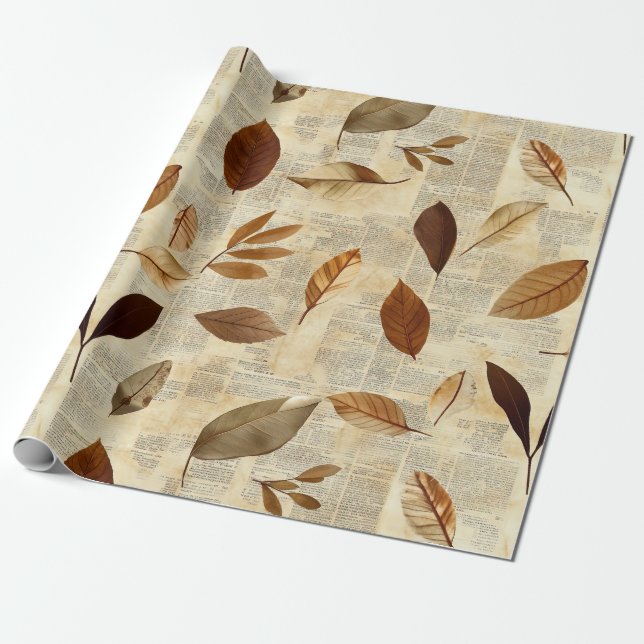 Pressed Leaf Harmony – Vintage Botanical (6) Presentpapper (Utrullad)