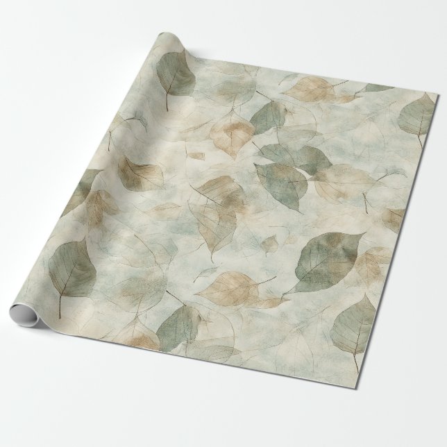 Pressed Leaf Harmony – Vintage Botanical (8) Presentpapper (Utrullad)