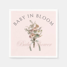 Pressed Wildflower Baby in Bloom Boho Baby Shower Pappersservett