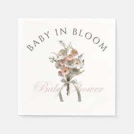 Pressed Wildflower Baby in Bloom Boho Baby Shower Pappersservett