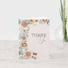 Pressed Wildflower Bridal Shower Thank You Card Tack Kort