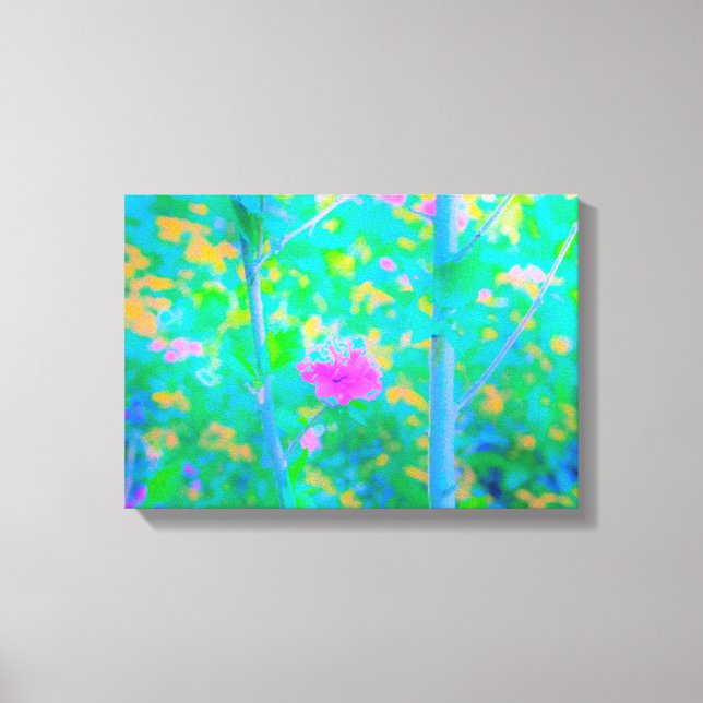 Pressionistiskt blått liggande med Rosa Flower Canvastryck (Framsida)