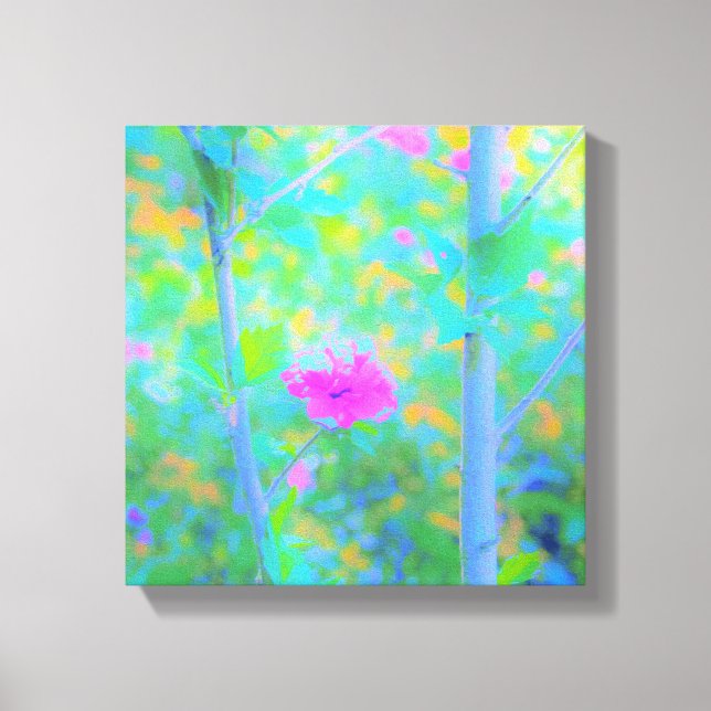 Pressionistiskt blått liggande med Rosa Flower Canvastryck (Framsida)