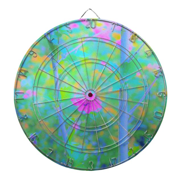 Pressionistiskt blått liggande med Rosa Flower Darttavla (Framsidan)