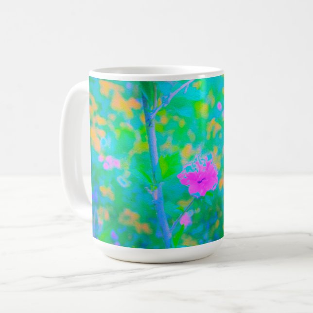 Pressionistiskt blått liggande med Rosa Flower Kaffemugg (Framsida vänster)