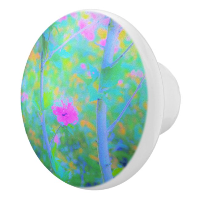 Pressionistiskt blått liggande med Rosa Flower Knopp (Höger)