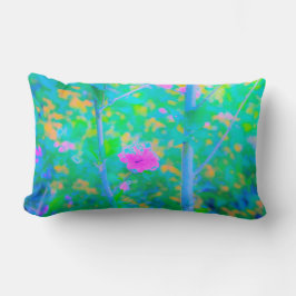 Pressionistiskt blått liggande med Rosa Flower Lumbarkudde