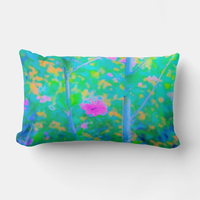 Pressionistiskt blått liggande med Rosa Flower Lumbarkudde (Framsida)