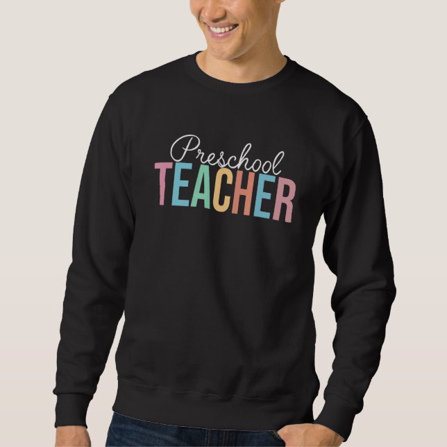 Presskolelärare i lycklig Back to school Lång Ärmad Tröja (Framsida)