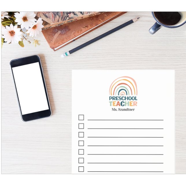 Presskolelärare, retro färg boho rainbow post-it block (Skapare uppladdad)