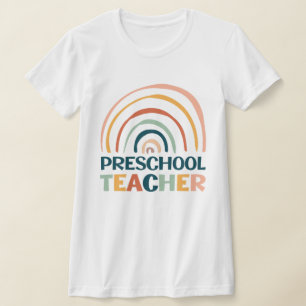 Presskolelärare, retro färg boho rainbow t shirt