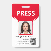Presspassfoto och QR-kod ID-bricka