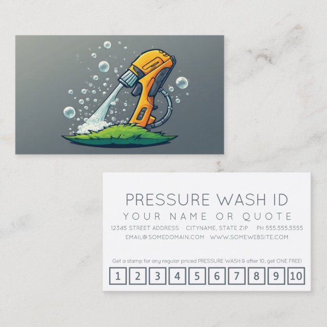 PRESSURE WASHER customer loyalty punch card Lojalitetskort (Fram/baksida)
