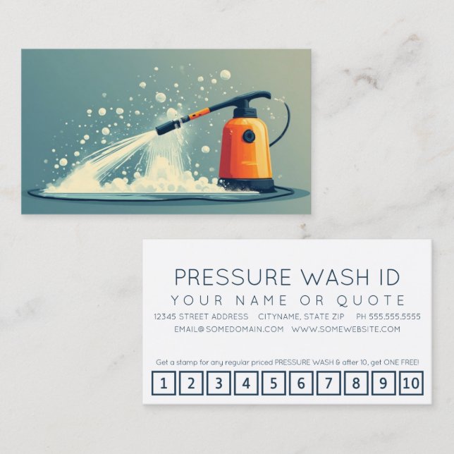 PRESSURE WASHER customer loyalty punch card Lojalitetskort (Fram/baksida)
