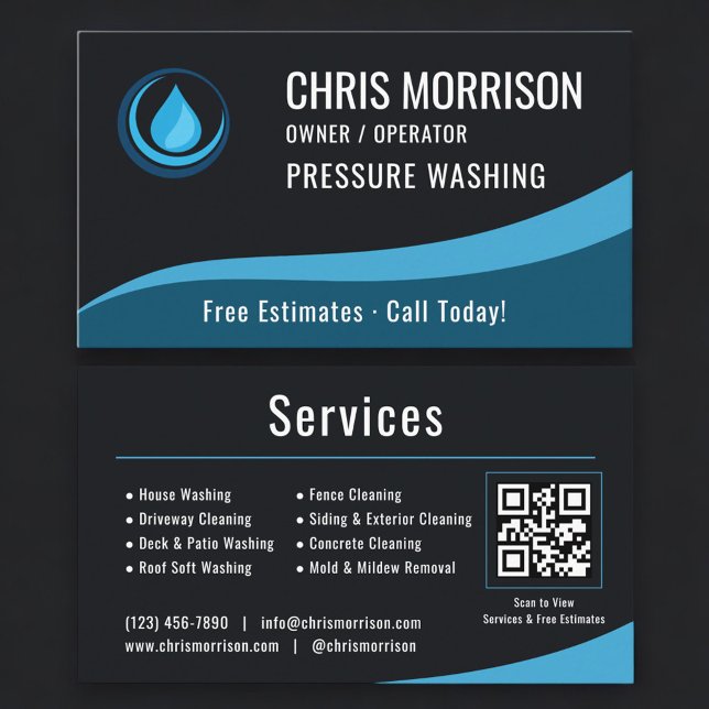 Pressure Washer Service QR Code Visitkort (Skapare uppladdad)