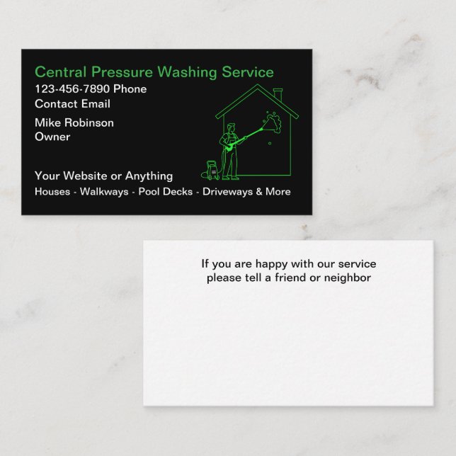 Pressure Washing Services Business Cards Visitkort (Fram/baksida)