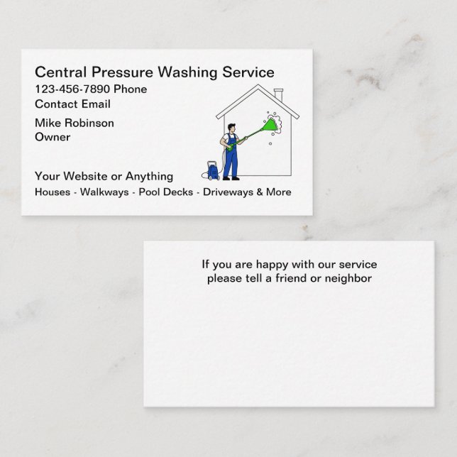 Pressure Washing Services Business Cards Visitkort (Fram/baksida)