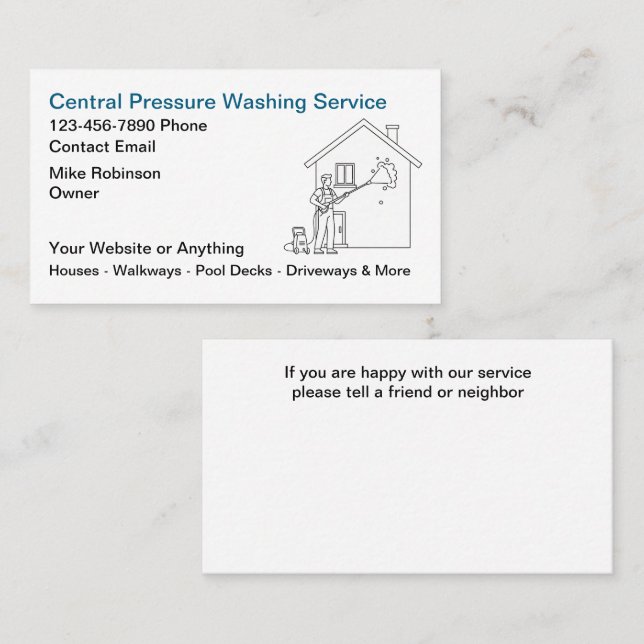 Pressure Washing Services Business Cards Visitkort (Fram/baksida)