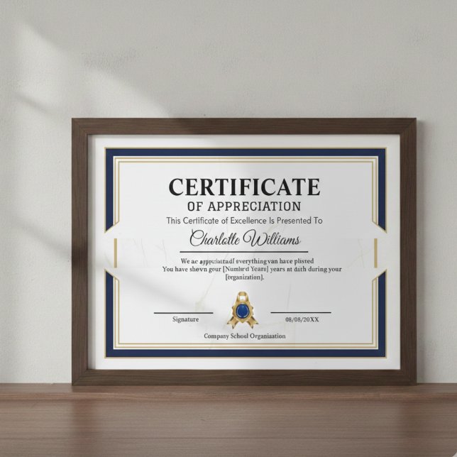Prestation Tacksamhets Guld Certifikat Poster (Skapare uppladdad)
