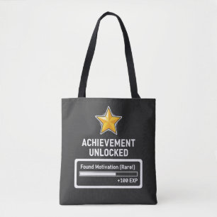 Prestation Upplåst Hittade Motivation Gamer Stil Tygkasse