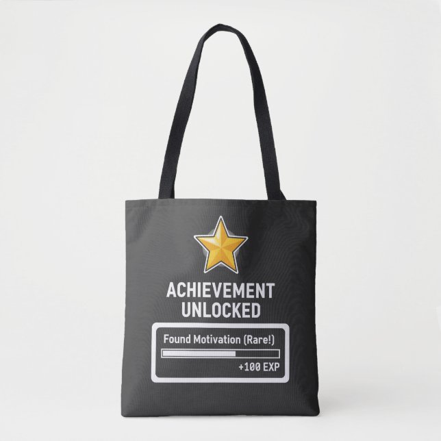 Prestation Upplåst Hittade Motivation Gamer Stil  Tygkasse (Framsida)