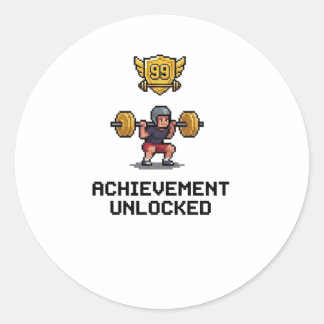 Prestation Upplåst Nivå 99 Pixel Gym Motivation Runt Klistermärke