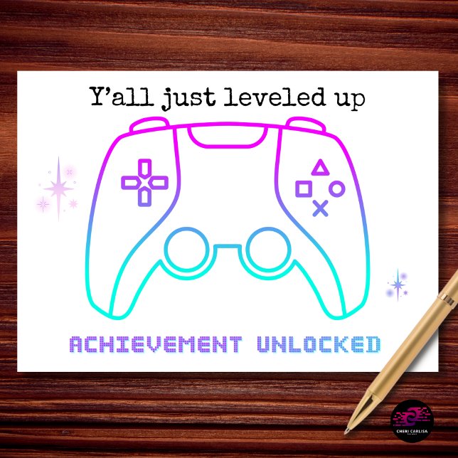 Prestation Upplåst Spelarengagemang Grattis Kort (Achievement unlocked: engagement 💍🎮)