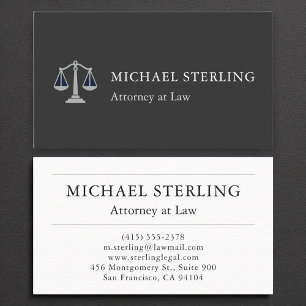 Prestige Attorney Modern Elegant Black Silver Visitkort
