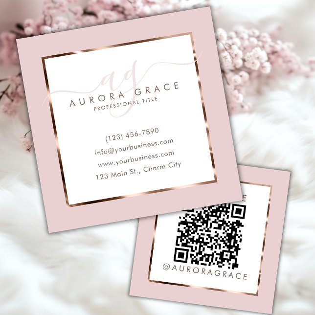 Prestige för Professionellen rosa ros Guld Fyrkantigt Visitkort (Skapare uppladdad)