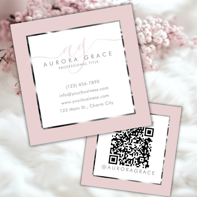 Prestige för rosa och Silver Professionell Fyrkantigt Visitkort (Skapare uppladdad)