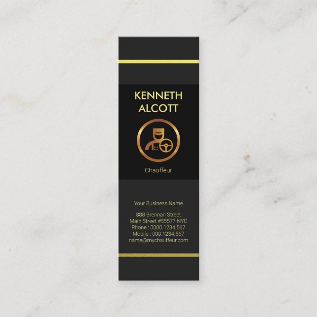 Prestige Guld Linjer Modern chaufför Mini Visitkort (Framsida)