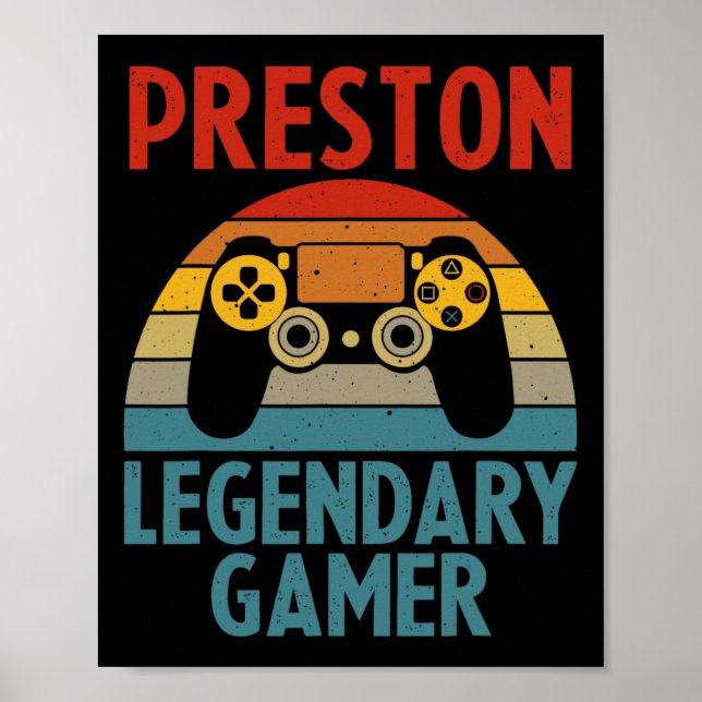 Preston Gift Name Personalized Funny Gaming Geek B Poster (Framsidan)