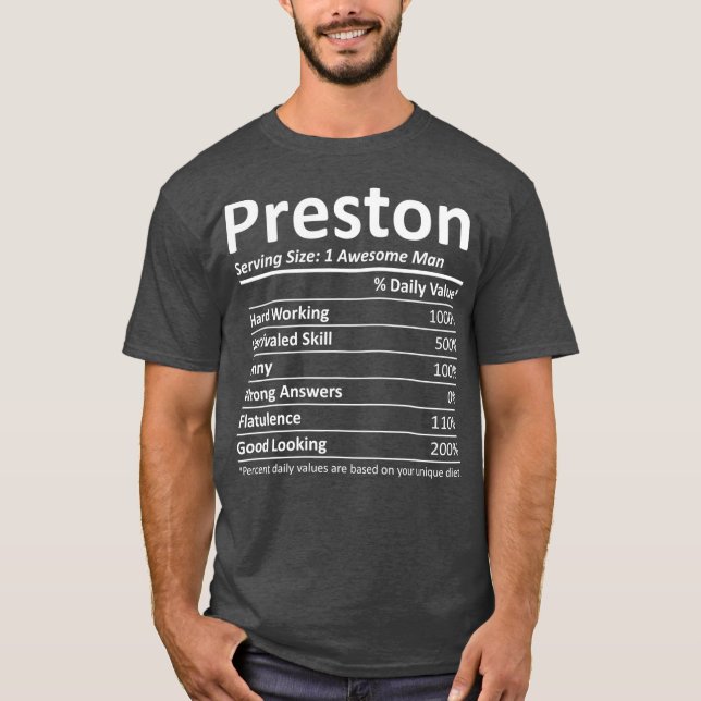 PRESTON Nutrition Funny Birthday Personlig T Shirt (Framsida)