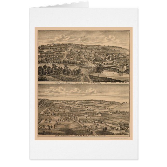 Preston panorama- karta för MN - 1874 Hälsningskort (Framsidan)