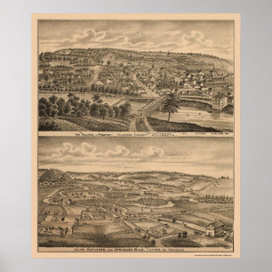 Preston panorama- karta för MN - 1874 Poster