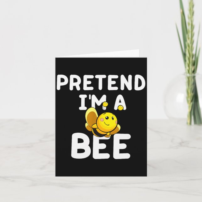 Pretend I'm A Bee Funny Lazy Easy Halloween Costum Kort (Framsida)