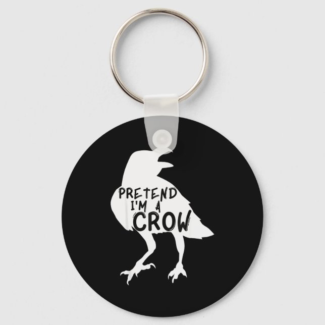 Pretend I'm A Crow Funny Lazy Halloween Costume  Nyckelring (Framsida)