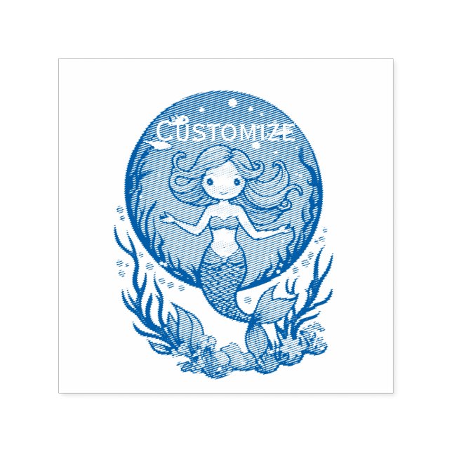 Pretend I'm A Cute Mermaid Thunder_Cove Självfärgande Stämpel (Design)