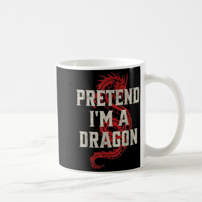 Pretend I'm A Dragon Funny Lazy Halloween Costume  Kaffemugg (Höger)