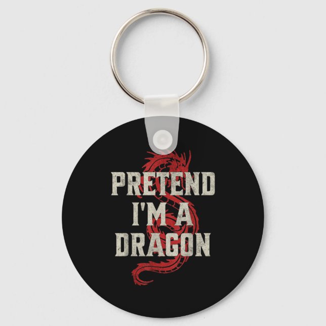 Pretend I'm A Dragon Funny Lazy Halloween Costume  Nyckelring (Framsida)
