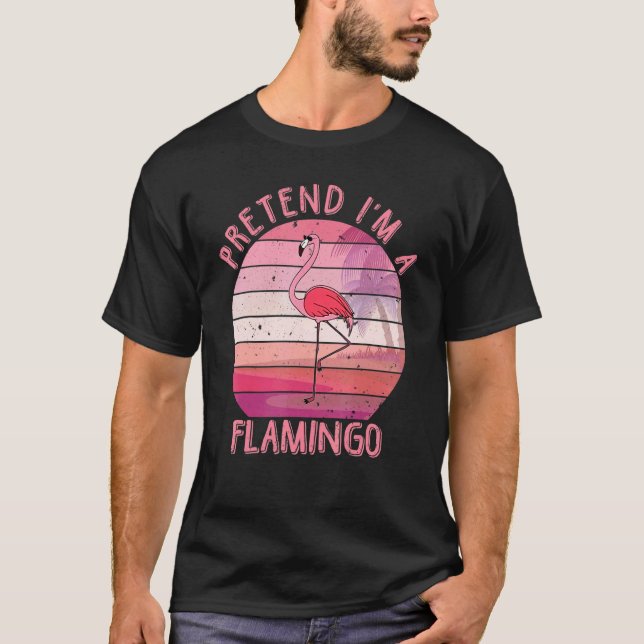 Pretend I'm A Flamingo Halloween Costume Party T Shirt (Framsida)