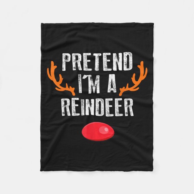 Pretend I'm A Reindeer Funny Lazy Christmas Mens W Fleecefilt (Framsidan)