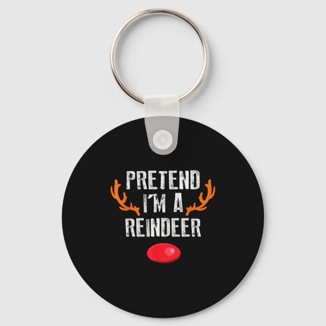 Pretend I'm A Reindeer Funny Lazy Christmas Mens W Nyckelring (Framsida)