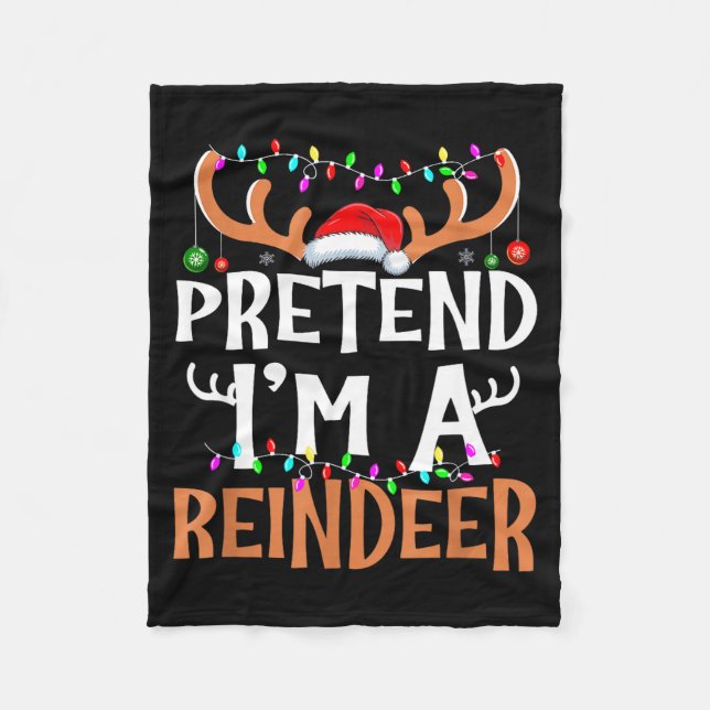 Pretend I'm A Reindeer Lazy Mens Womens Christmas  Fleecefilt (Framsidan)