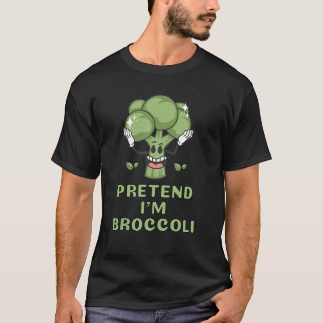 Pretend I'm Broccoli  Lazy Costume Halloween Party T Shirt (Framsida)