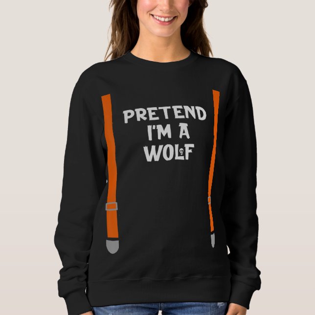 Pretend Im Wolf Funny Lazy Halloween Party Costume T Shirt (Framsida)