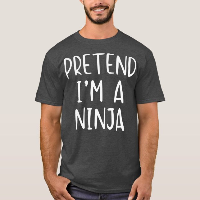 Pretend Ninja Costume Halloween Lazy Easy T Shirt (Framsida)